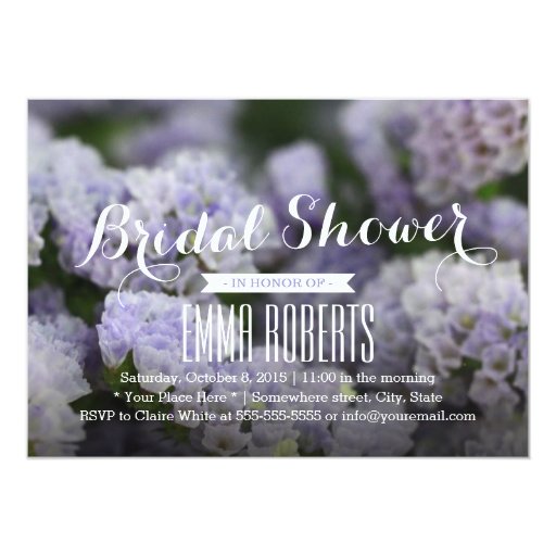 Classy Violet Flowers Bridal Shower Invitations 5" X 7" Invitation Card
