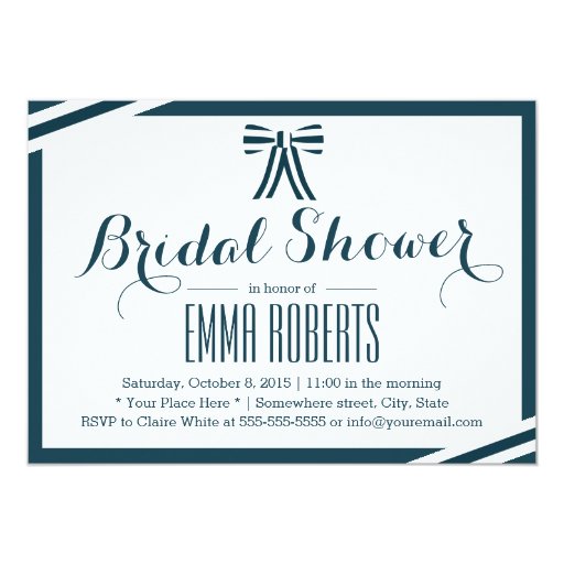 Elegant Blue & White Bridal Shower Invitations 5" X 7" Invitation Card