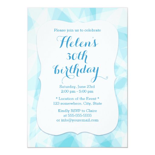 Abstract Blue Crystal Birthday 5x7 Paper Invitation Card