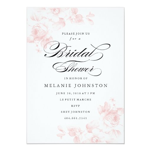 Vintage floral | Bridal Shower Invitation 5" X 7" Invitation Card