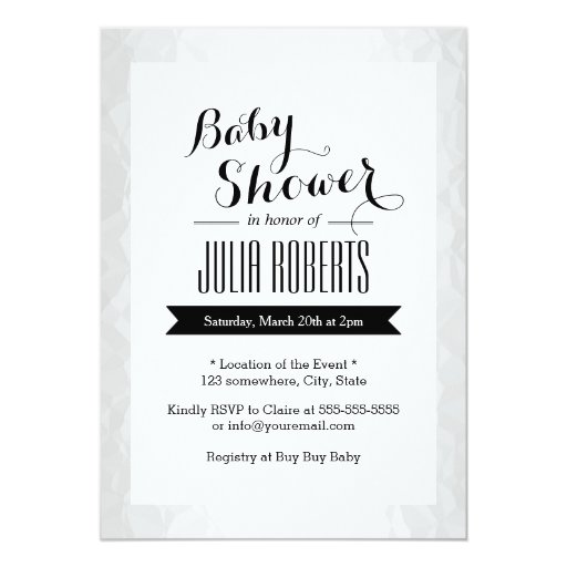 Classy Black & White Baby Shower 5x7 Paper Invitation Card