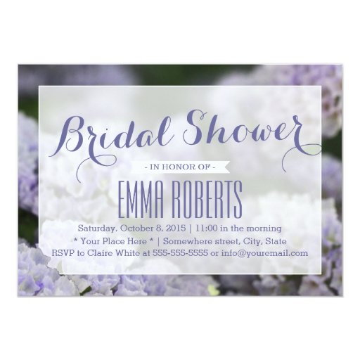 Elegant Purple Flowers Bridal Shower Invitations 5" X 7" Invitation Card
