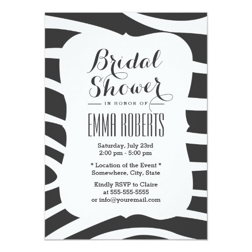 Simple Zebra Stripes Bridal Shower 5x7 Paper Invitation Card