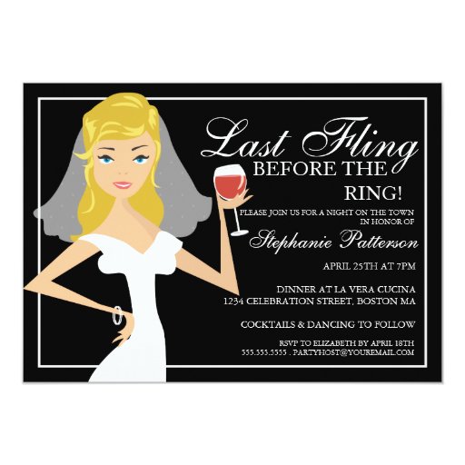 Modern Bride Last Fling Bachelorette Party 5x7 Paper Invitation Card