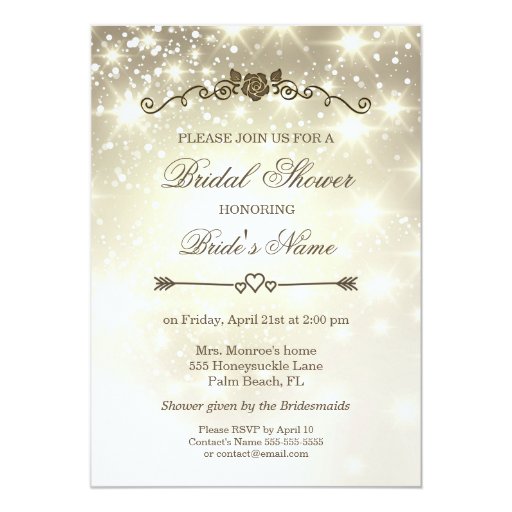 Gold Glitter Sparkles - Bridal Shower 5x7 Paper Invitation Card