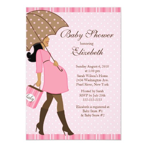 Modern Pregnant Mom Pink Girl Baby Shower 5x7 Paper Invitation Card