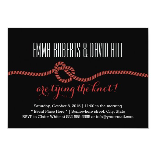Simple Red Rope Knot Dark Wedding Invitations 5" X 7" Invitation Card