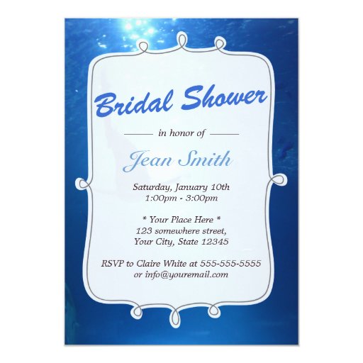 Ocean Blue Underwater Bridal Shower Invitation 5" X 7" Invitation Card