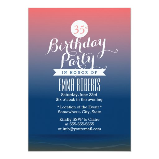 Stylish Twilight Beach Theme Birthday Party 5x7 Paper Invitation Card