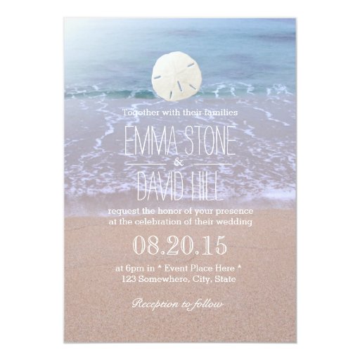 Elegant Sand Dollar Beach Wedding Invitations 5" X 7" Invitation Card