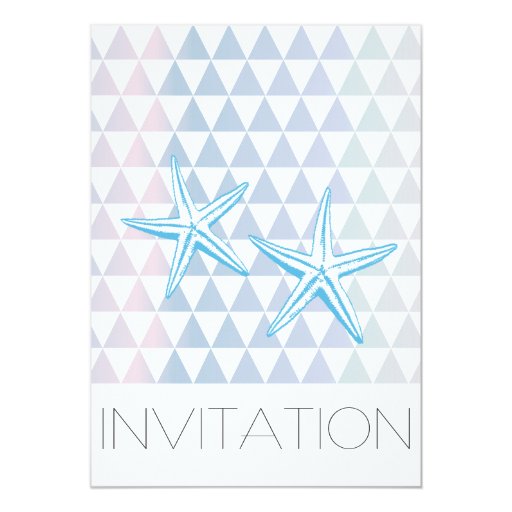 Modern Triangle Pattern Starfish Wedding Invites 5" X 7" Invitation Card