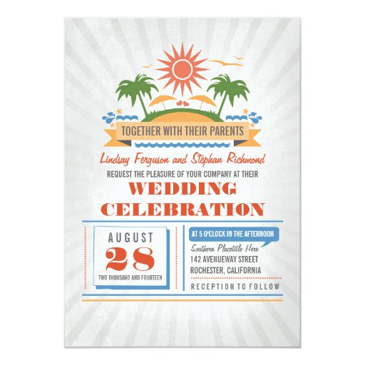 Modern Beach Wedding Invitations 5" X 7" Invitation Card