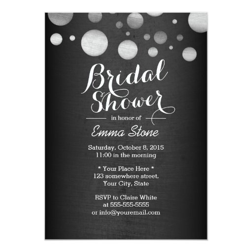 Modern Silver Confetti Dots Bridal Shower 5x7 Paper Invitation Card