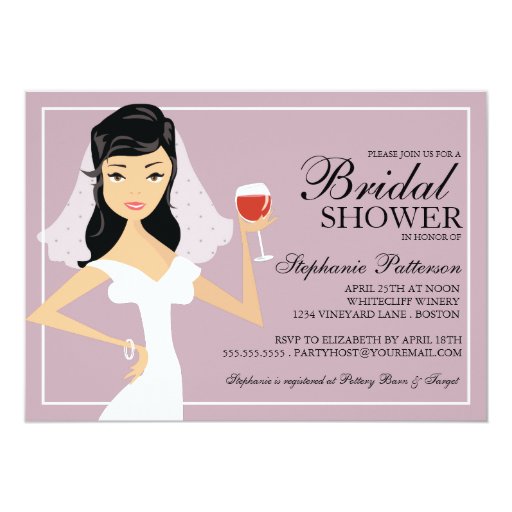 Modern Bride Wine Theme Bridal Shower Invitation 5" X 7" Invitation Card