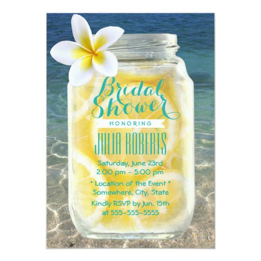 Summer Mason Jar Beach Bridal Shower 5x7 Paper Invitation Card