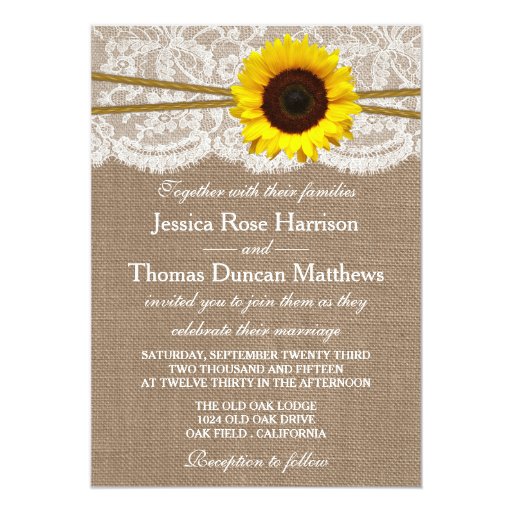 The Rustic Sunflower Wedding Collection 5x7 Paper Invitation Card