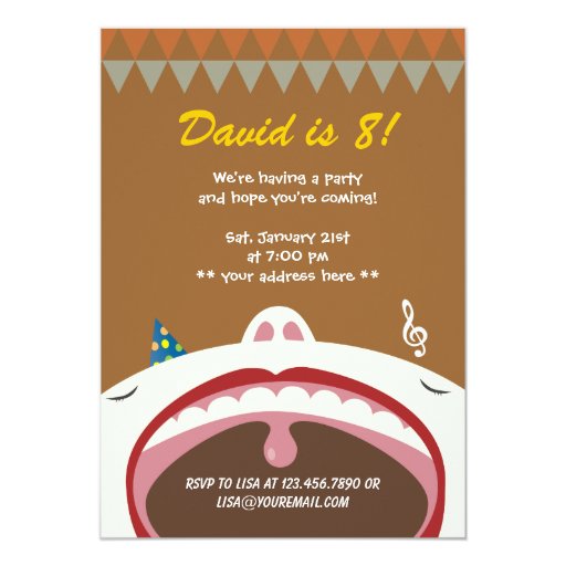 Happy Singing Kid Birthday Party Invitation 5" X 7" Invitation Card