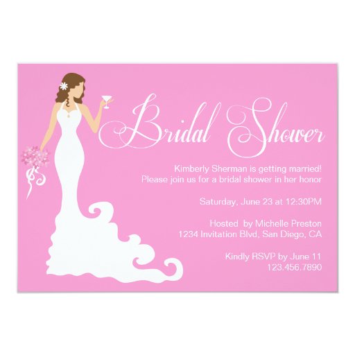 Chic Pink Modern Bride Posh Bridal Shower Invite 5" X 7" Invitation Card