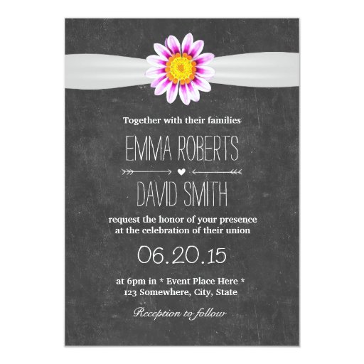 Rustic Daisy Flower Chalkboard Wedding Invitations 5" X 7" Invitation Card