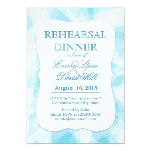 Abstract Blue Crystal Rehearsal Dinner 5x7 Paper Invitation Card