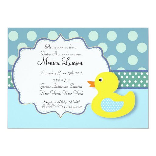 Ducky Modern Baby Shower Invitation 5" X 7" Invitation Card (front side)