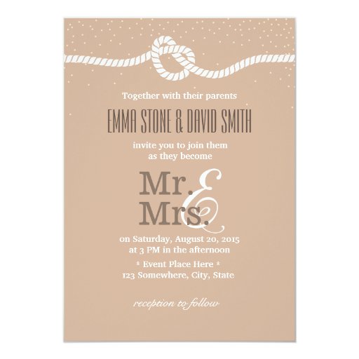 Elegant Confetti Dots Tying the Knot Wedding 5x7 Paper Invitation Card