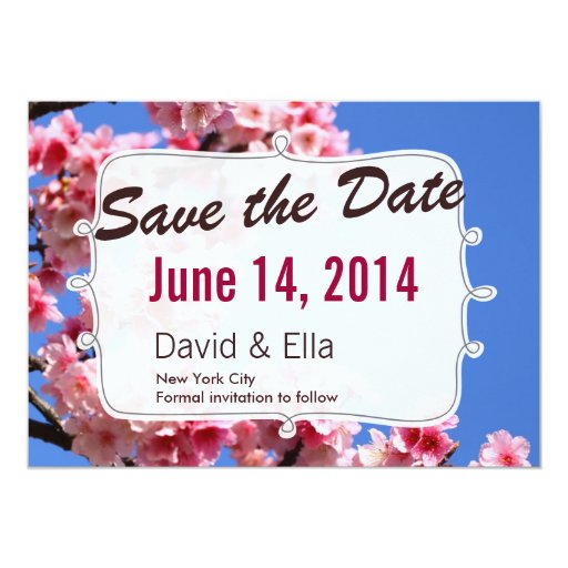 Spring Romantic Save the Date Announcement 5" X 7" Invitation Card (front side)