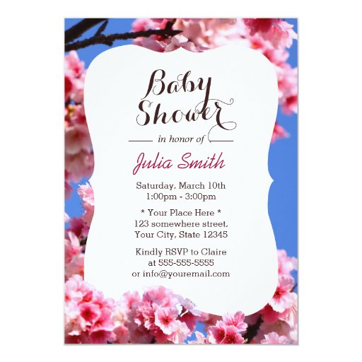 Stylish Cherry Blossom Baby Shower Invitations 5" X 7" Invitation Card