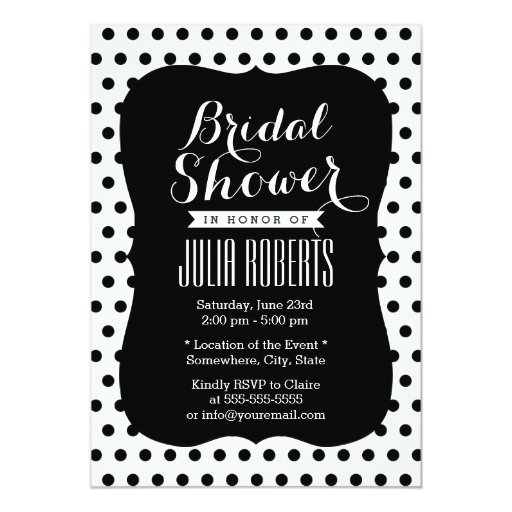 Modern Black & White Polka Dots Bridal Shower 5x7 Paper Invitation Card