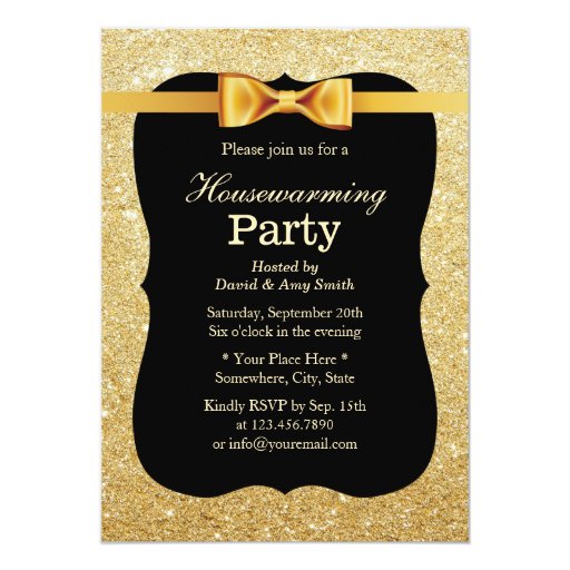 Luxury Gold Glitter Background Housewarming Party 5x7 Paper Invitation Card