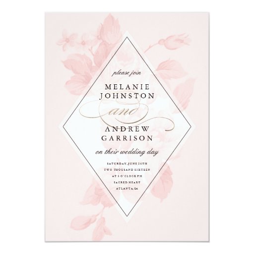 Vintage floral wedding invitation 5" x 7" invitation card