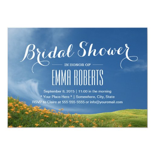 Beautiful Gold Daylily Field Bridal Shower 5x7 Paper Invitation Card