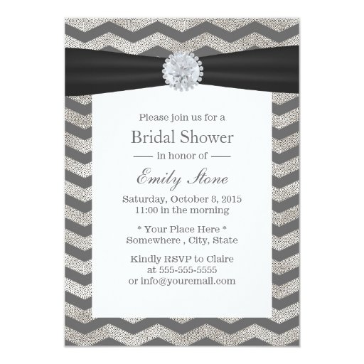 Luxury Diamond Chevron Stripes Bridal Shower 5x7 Paper Invitation Card