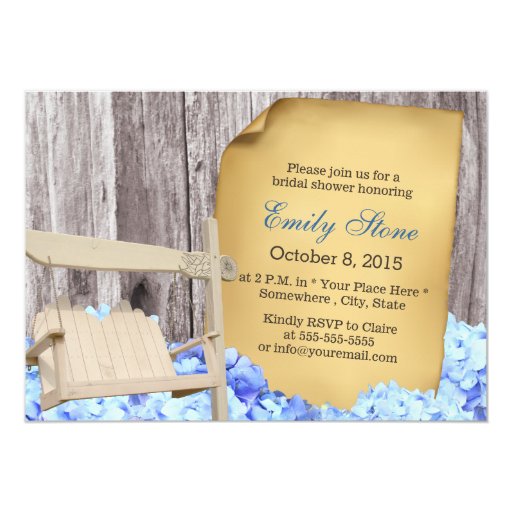 Vintage Hanging Chair & Hydrangea Bridal Shower 5x7 Paper Invitation Card