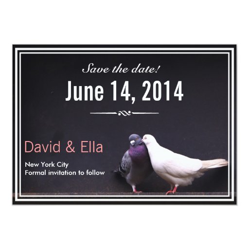 Classy Love Birds Save the Date Announcement 5" X 7" Invitation Card (front side)