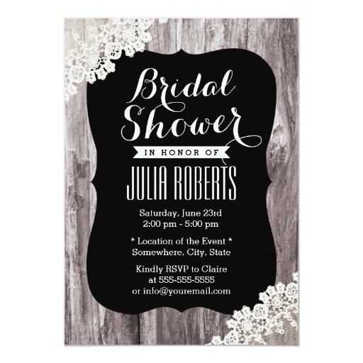Rustic Driftwood Laced Bridal Shower Invitations 5" X 7" Invitation Card