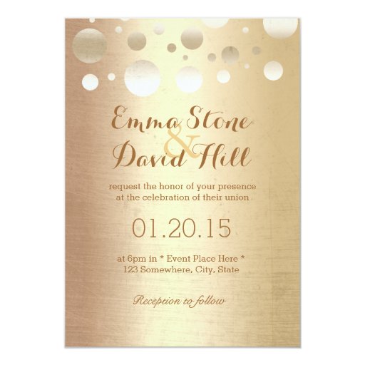 Modern Gold Confetti Wedding Invitations 5" X 7" Invitation Card