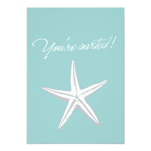 Mint Green Starfish Engagement Party Invitation 5" X 7" Invitation Card (front side)