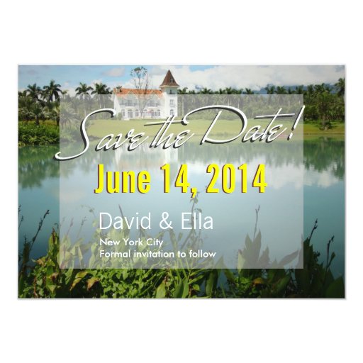Elegant Lake House Save the Date Announcement 5" X 7" Invitation Card (front side)