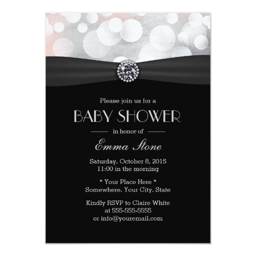 Chic Silver & Black Diamond Baby Shower 5x7 Paper Invitation Card