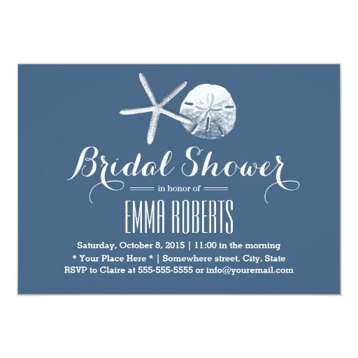 Beach Theme Starfish & Sand Dollar Bridal Shower 5x7 Paper Invitation Card