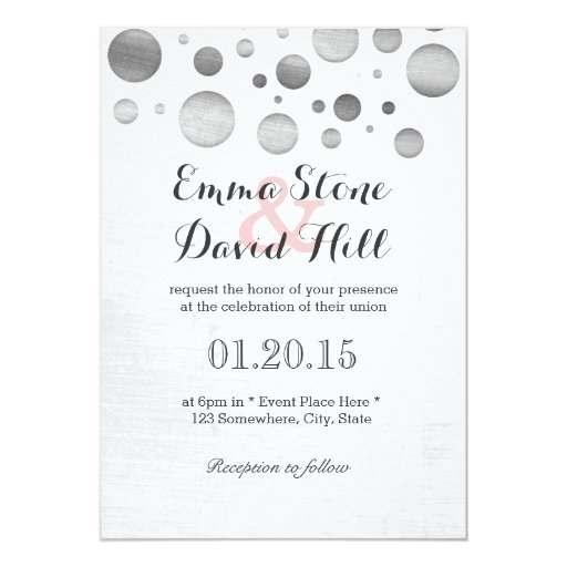 Modern Black & White Confetti Dots Wedding 5x7 Paper Invitation Card