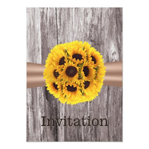 Country Rustic Sunflower Balls Bridal Shower 5x7 Paper Invitation Card