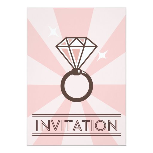Shiny Big Diamond Ring Pink Wedding Invitations 5" X 7" Invitation Card