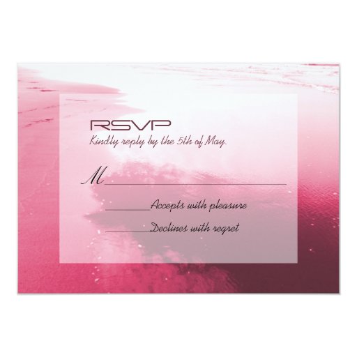 Graceful Pink Beach Wedding RSVP Card 5" X 7" Invitation Card (front side)