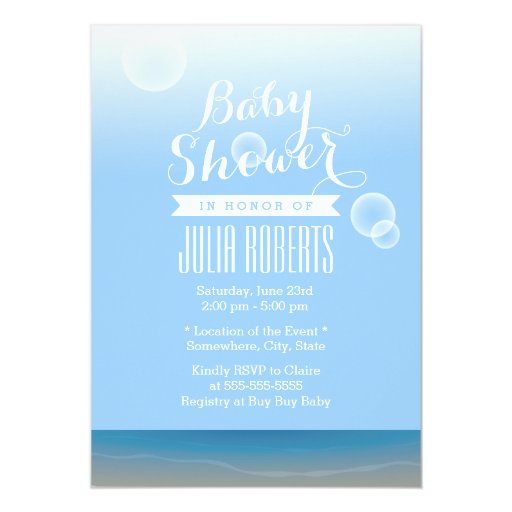 Summer Beach Bubbles Baby Shower Invitations 5" X 7" Invitation Card