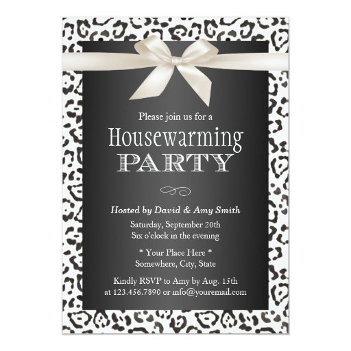 Classy Snow Leopard Print Housewarming Party 5x7 Paper Invitation Card (front side)