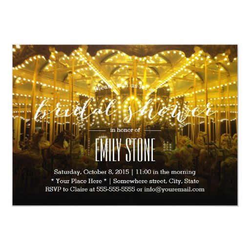 Night Time Merry Go Round Bridal Shower 5x7 Paper Invitation Card