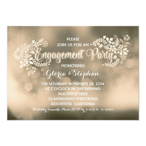 Modern vanilla brown floral engagement party 5x7 paper invitation card
