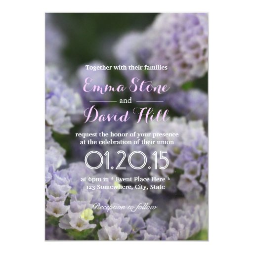 Classy Violet Flowers Wedding Invitations 5" X 7" Invitation Card